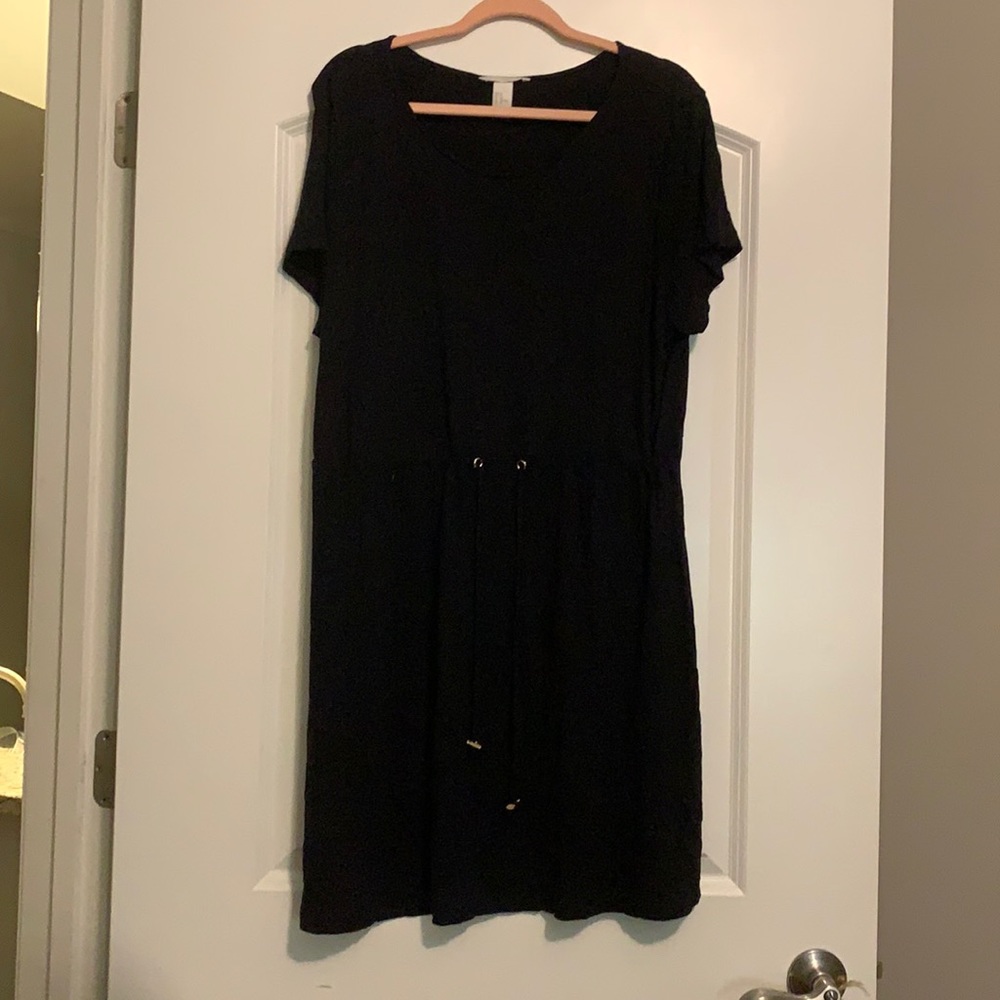 Black drawstring waste dress